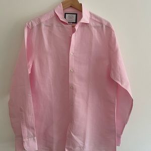 Charles Tyrwhitt Pink Striped Linen Button-down | Size 15.5/33